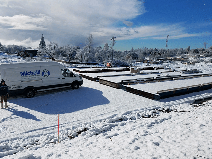 Snow covered truck scales are not protected from weather