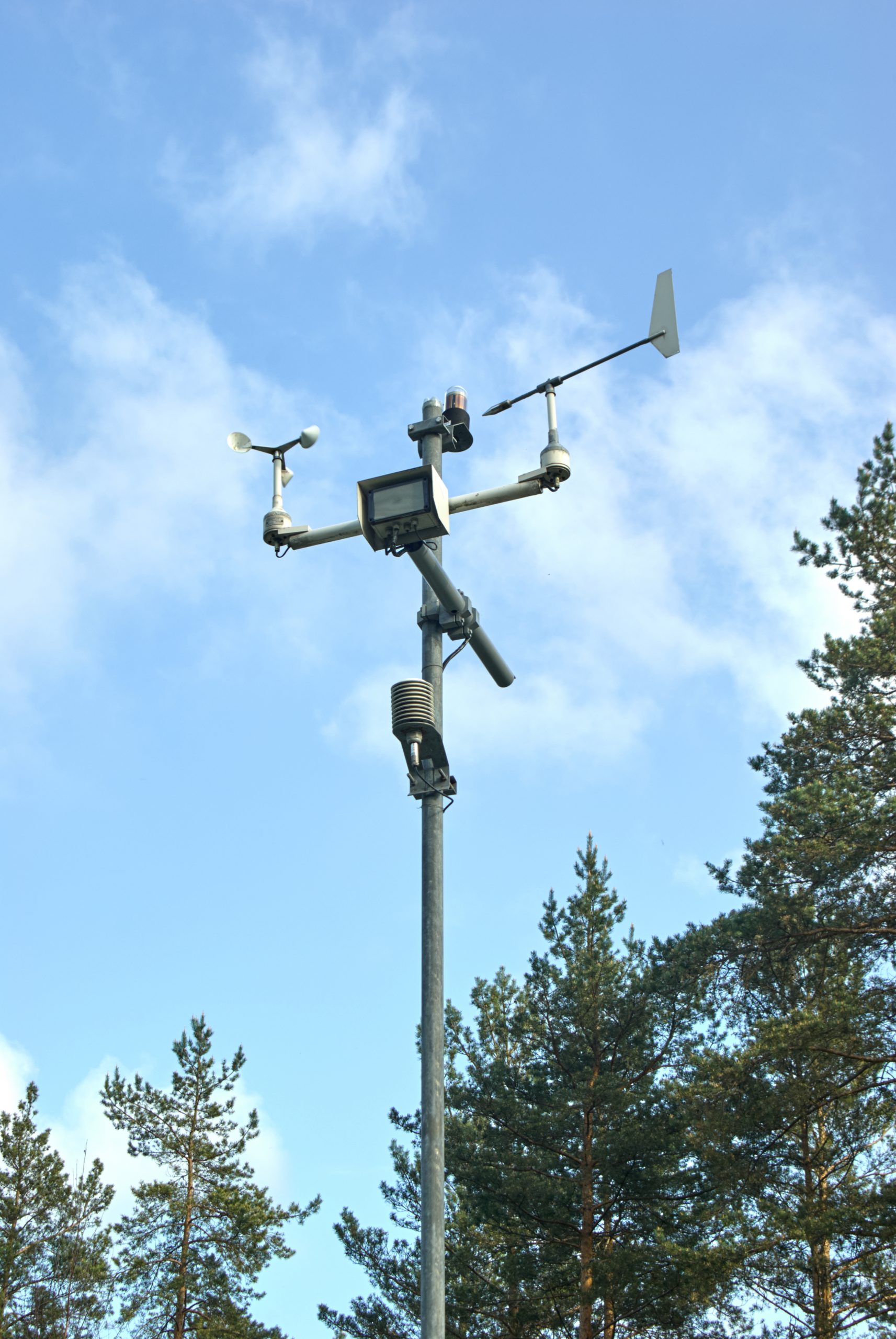 Meteorological station measuring temperature and wind speed