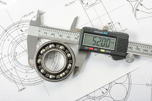 Micrometer measuring ball bearing