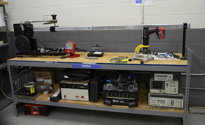 Torque Wrench Calibration Bench in Michelli Calibration Lab Torque Wrench Calibration Bench in Michelli Calibration Lab