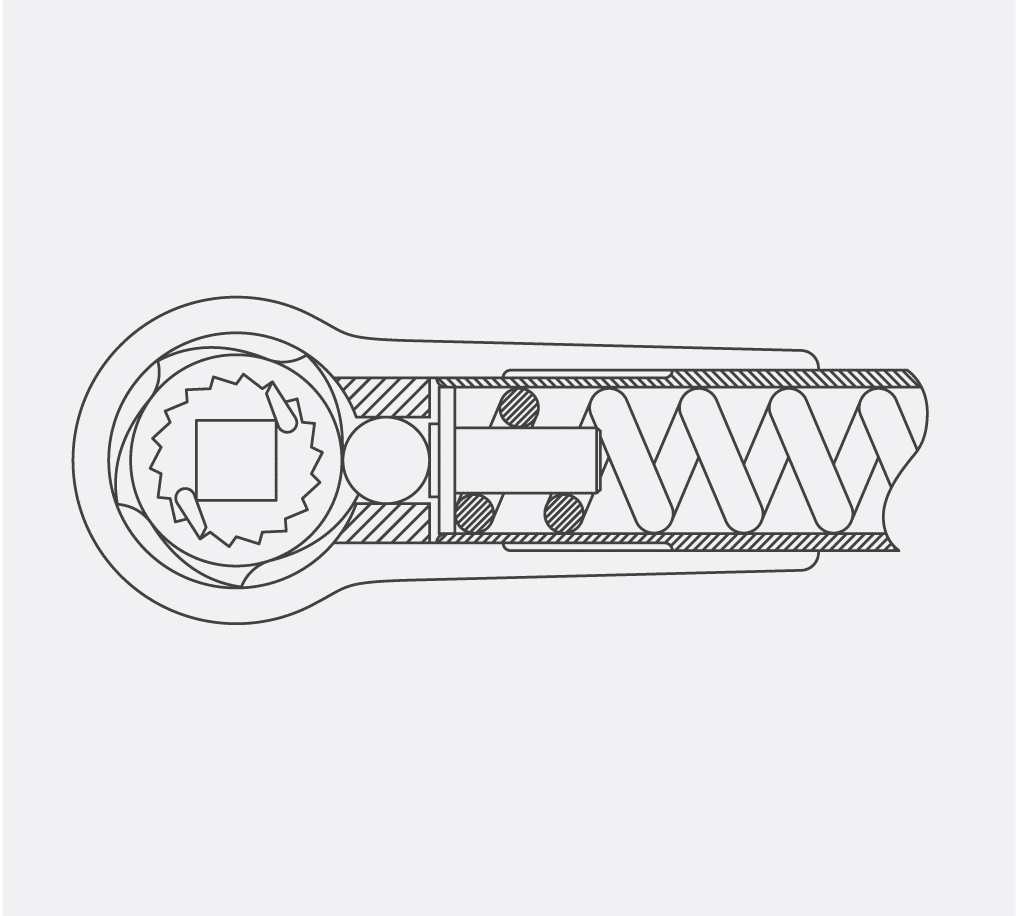 Cam-Over Wrench Mechanism Illustration of Cam-Over Torque Wrench Mechanism