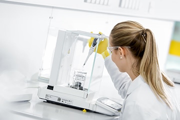 Sartorius Cubis II analytical balance in use