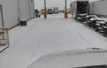 Truck scale covered in snow