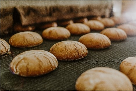 Rolls coming out of oven