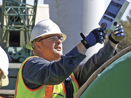 Overhead weighing using Rice Lake dynamometer