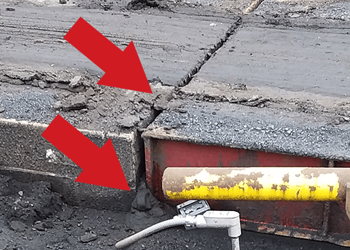 Incorrect Truck Scale Maintenance - Build Up Between Scale & Approach Incorrect Truck Scale Maintenance - Build Up Between Scale & Approach
