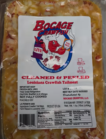 Packaged crawfish tails Packaged crawfish tails