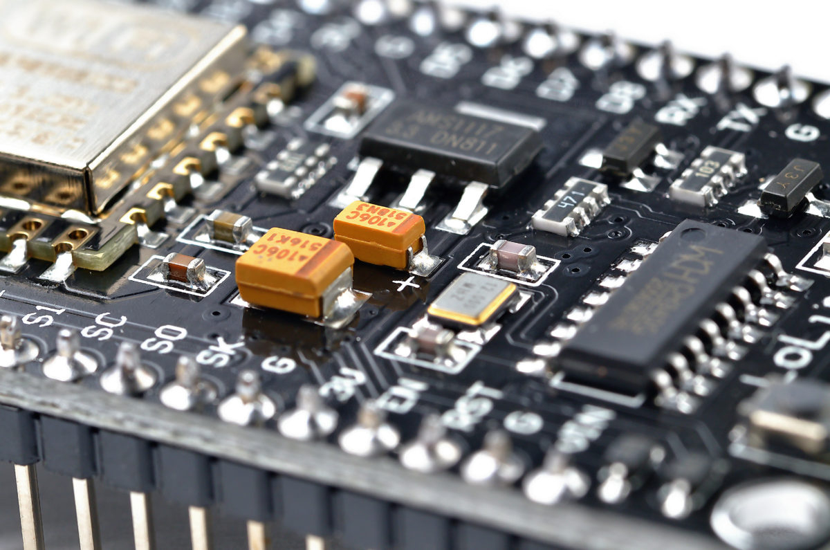 Macro detail of wireless wifi programmable microcontroller module, used in wireless scale programming