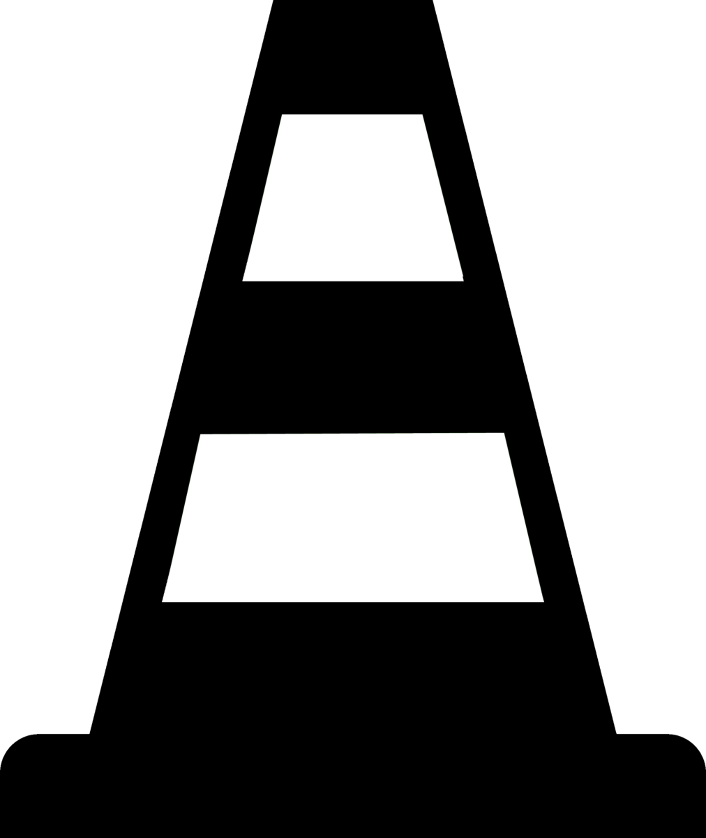 Black and white safety cone icon