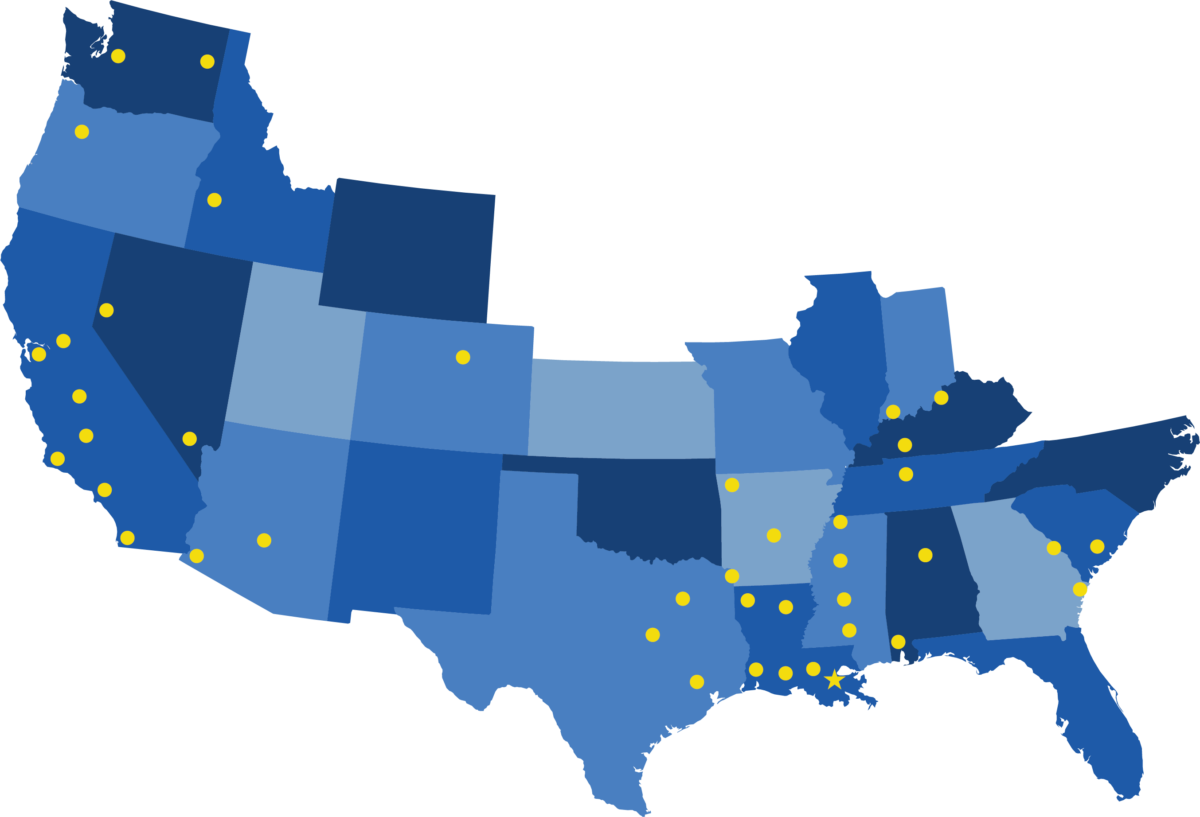 Michelli map 3.24.25 Map showing the 41 Michelli service areas in 17 states