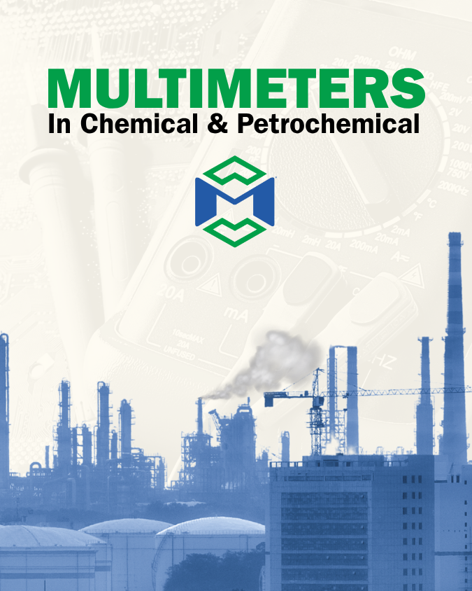 Chem & Petrochem Side-by-side comparison of a digital multimeter and an analog multimeter with test leads, illustrating accuracy and readability differences. Created by Michelli Weighing & Measurement for the Inside Accuracy series.
