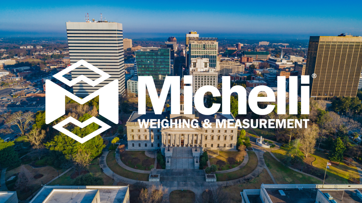 Michelli Weighing & Measurement logo over the South Carolina State House and Columbia skyline serving Lexington and the Midlands region.