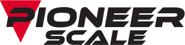 Pioneer Scale logo, including a red triangle with the words Pioneer Scale in black
