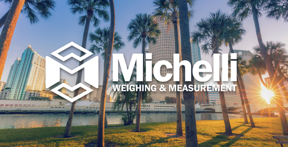 Colorful map of Arkansas and surrounding states with a Michelli Weighing & Measurement overlay